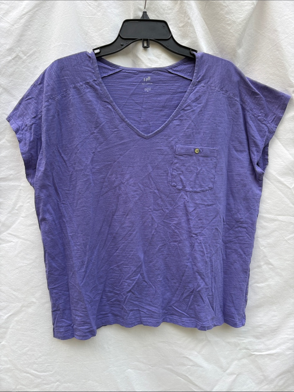J. Jill Purple V-Neck Short Sleeve Pocket Tee